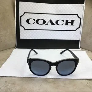 New Coach HC8190 L1611 Navy Blue Plastic Sunglasses Coach HC8190 ( L1611) 542217 Navy Signature C Silver Round  main image 3